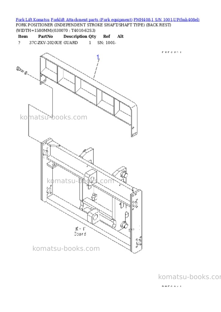 Komatsu fmh408-1 s/n 1001-up Parts catalog cover Page 6