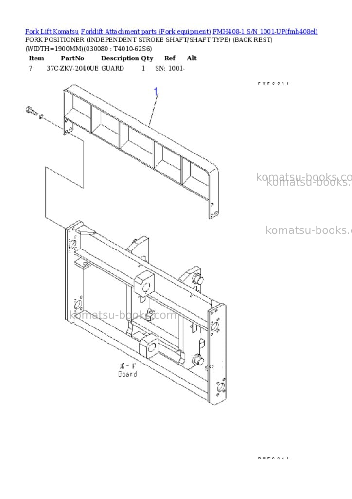 Komatsu fmh408-1 s/n 1001-up Parts catalog cover Page 7