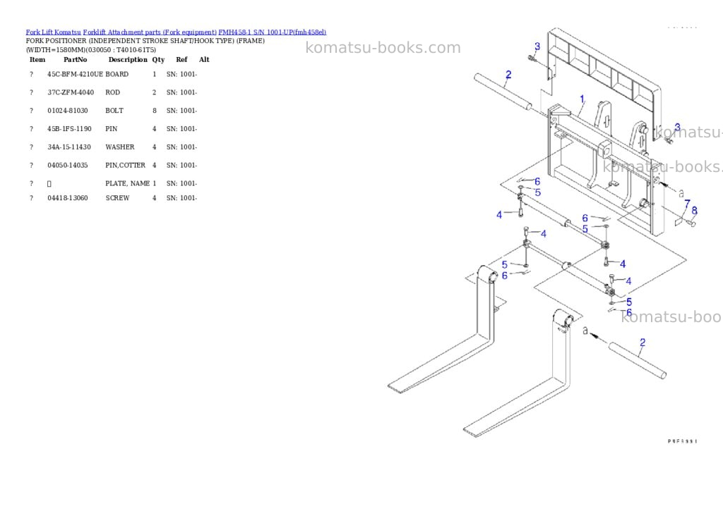 Komatsu fmh458-1 s/n 1001-up Parts catalog cover Page 4