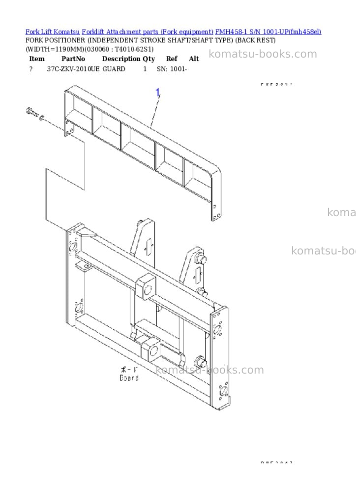 Komatsu fmh458-1 s/n 1001-up Parts catalog cover Page 5