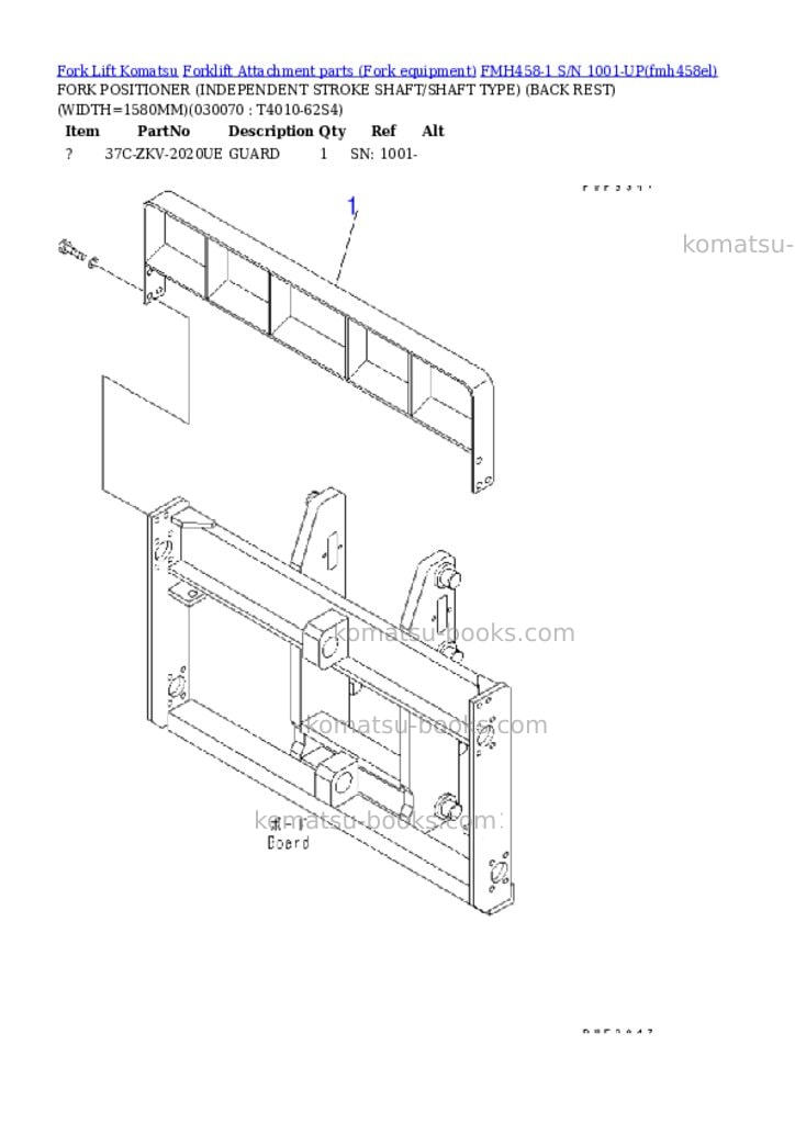 Komatsu fmh458-1 s/n 1001-up Parts catalog cover Page 6