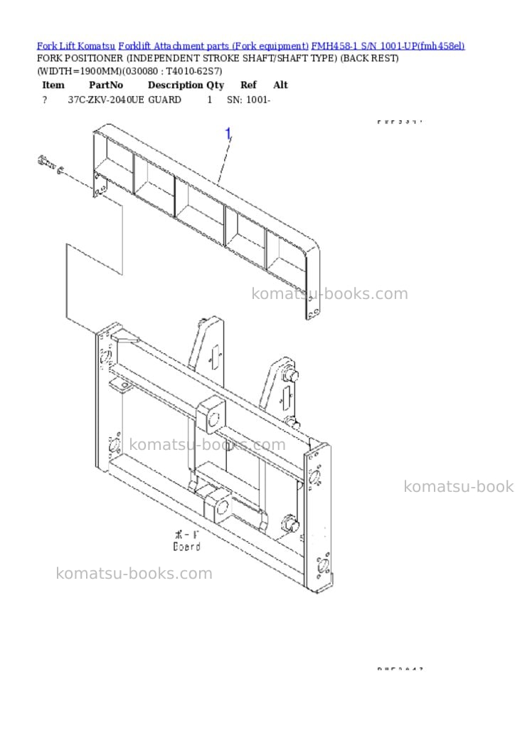 Komatsu fmh458-1 s/n 1001-up Parts catalog cover Page 7
