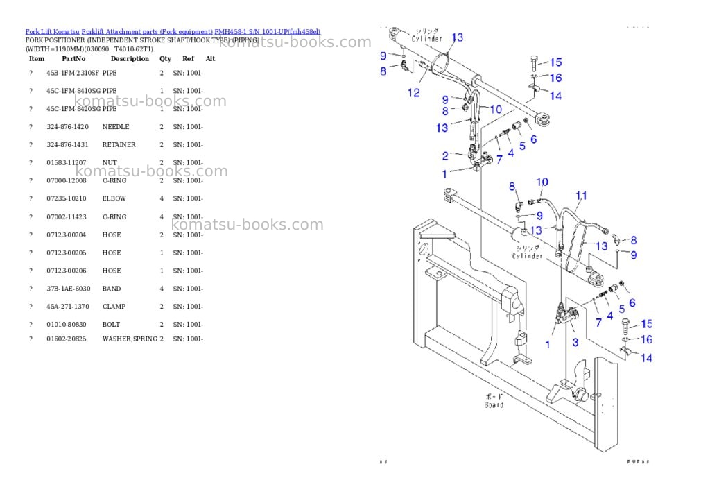 Komatsu fmh458-1 s/n 1001-up Parts catalog cover Page 8