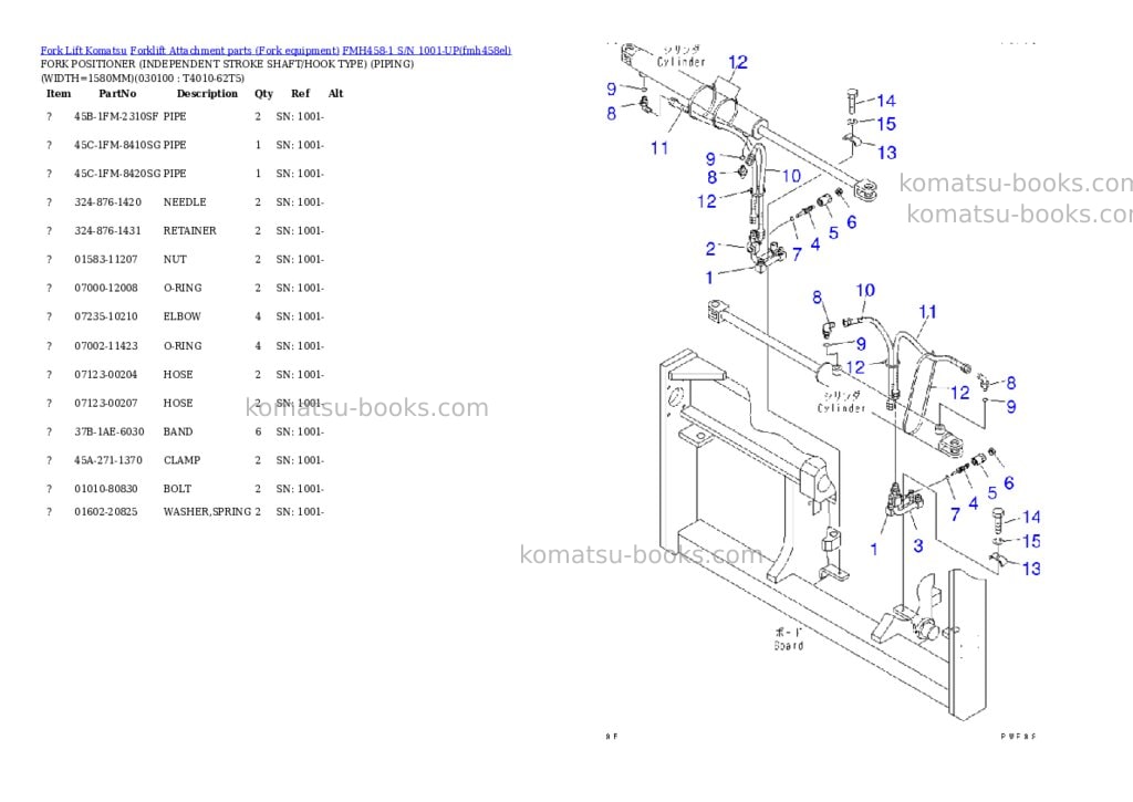 Komatsu fmh458-1 s/n 1001-up Parts catalog cover Page 9