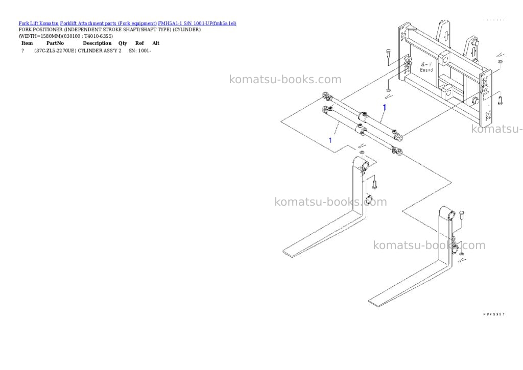 Komatsu fmh5a1-1 s/n 1001-up Parts catalog cover Page 10