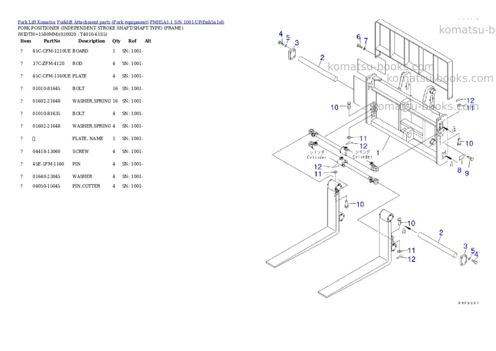 Komatsu fmh5a1-1 s/n 1001-up Parts catalog cover Page 2