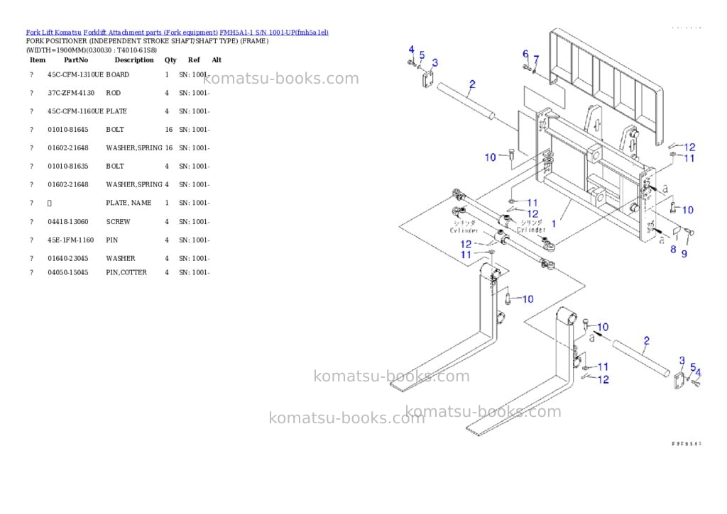 Komatsu fmh5a1-1 s/n 1001-up Parts catalog cover Page 3