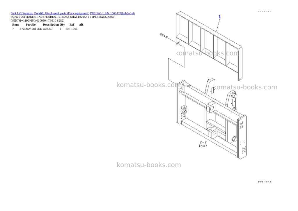 Komatsu fmh5a1-1 s/n 1001-up Parts catalog cover Page 5
