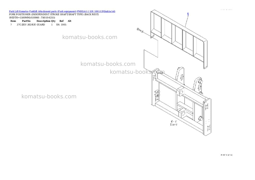 Komatsu fmh5a1-1 s/n 1001-up Parts catalog cover Page 6