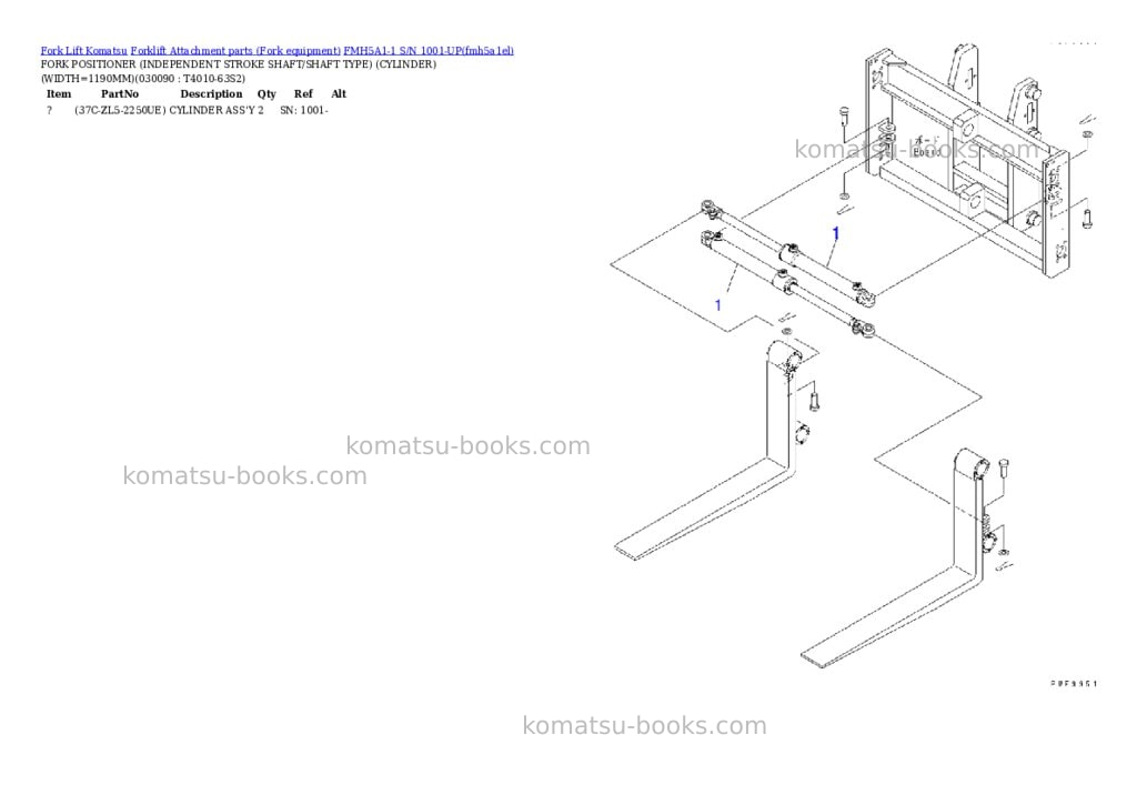 Komatsu fmh5a1-1 s/n 1001-up Parts catalog cover Page 9