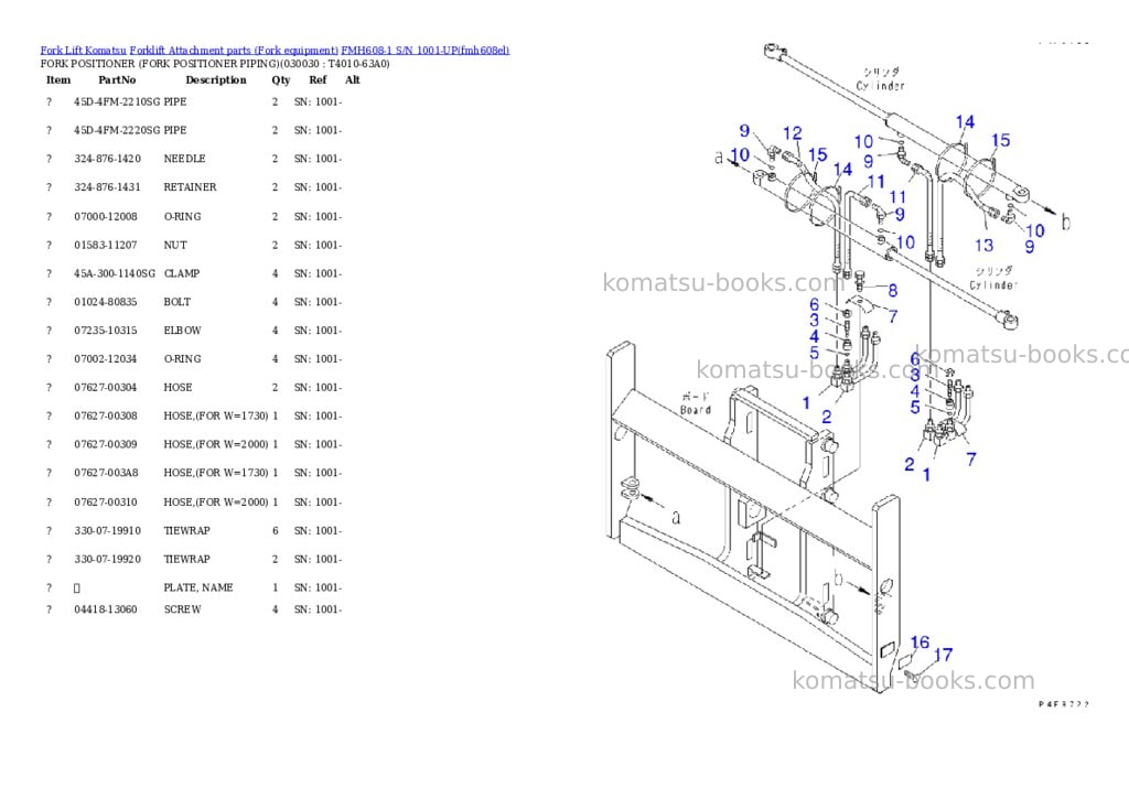 Komatsu fmh608-1 s/n 1001-up Parts catalog cover Page 3 Komatsu fmh608-1 s/n 1001-up Parts catalog cover Page 3