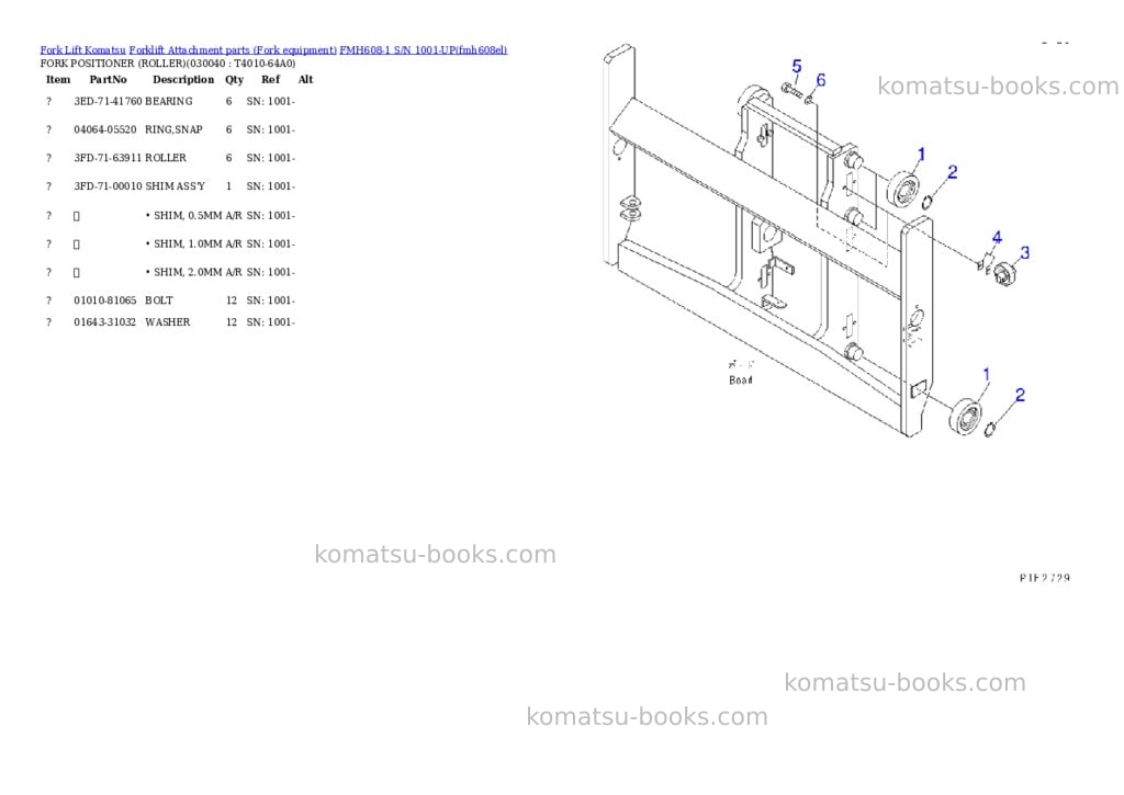 Komatsu fmh608-1 s/n 1001-up Parts catalog cover Page 4 Komatsu fmh608-1 s/n 1001-up Parts catalog cover Page 4