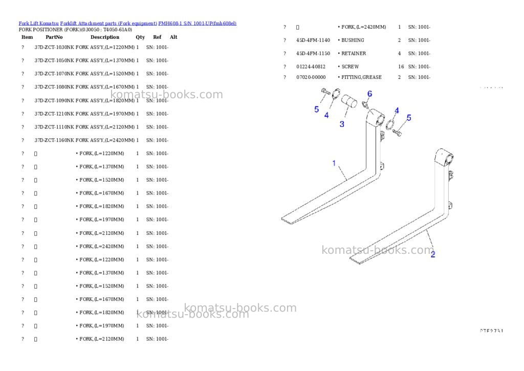 Komatsu fmh608-1 s/n 1001-up Parts catalog cover Page 5 Komatsu fmh608-1 s/n 1001-up Parts catalog cover Page 5