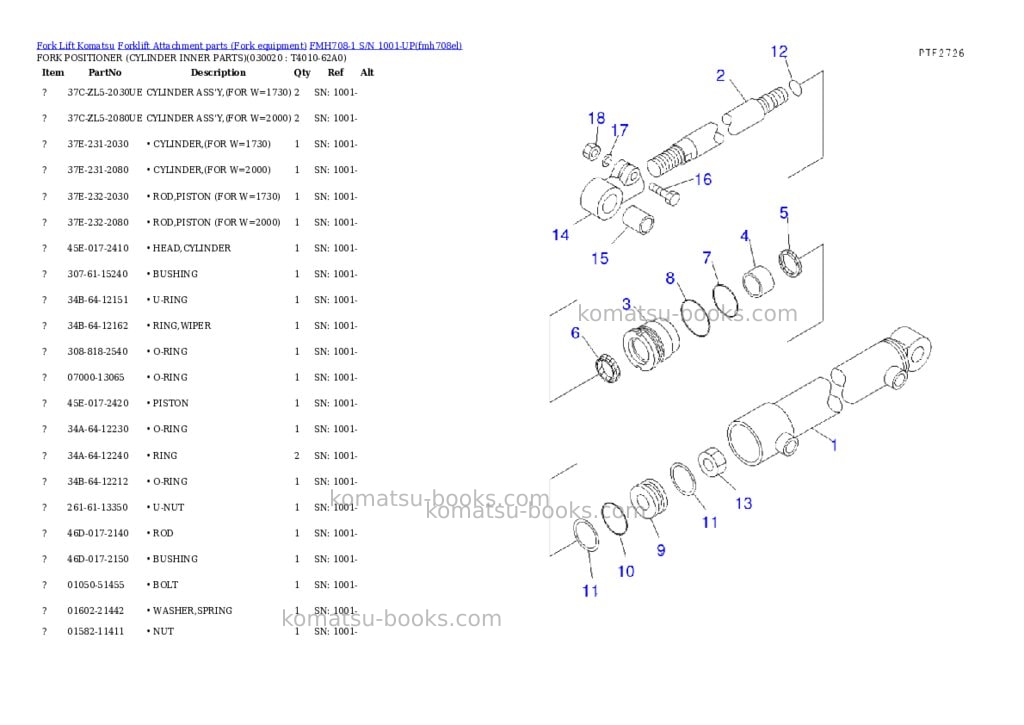 Komatsu fmh708-1 s/n 1001-up Parts catalog cover Page 2