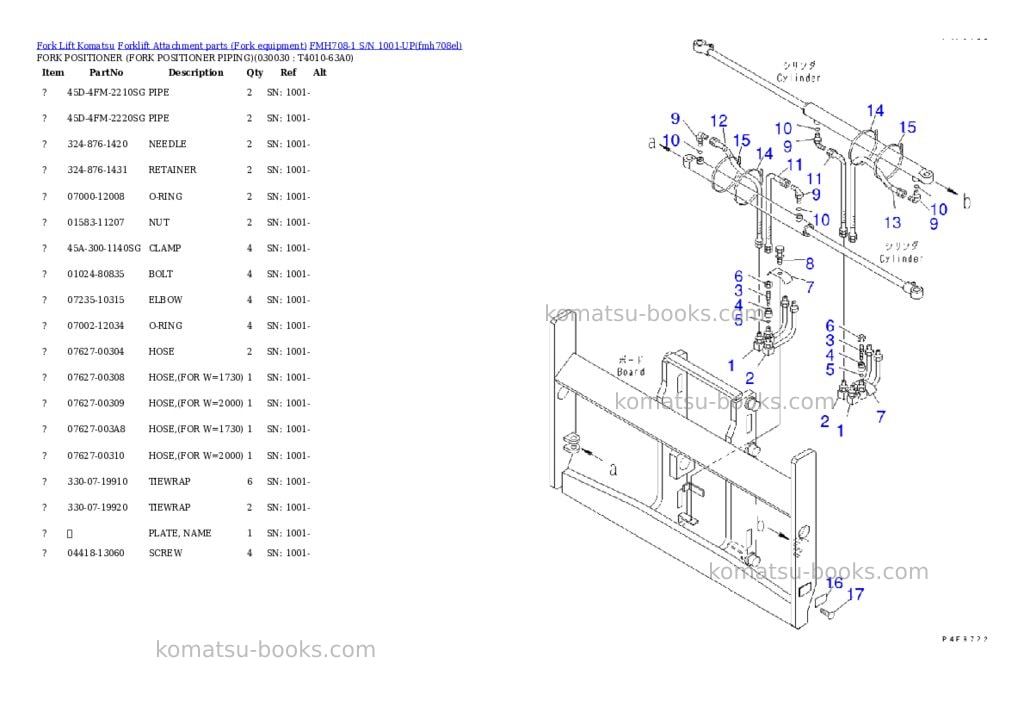 Komatsu fmh708-1 s/n 1001-up Parts catalog cover Page 3