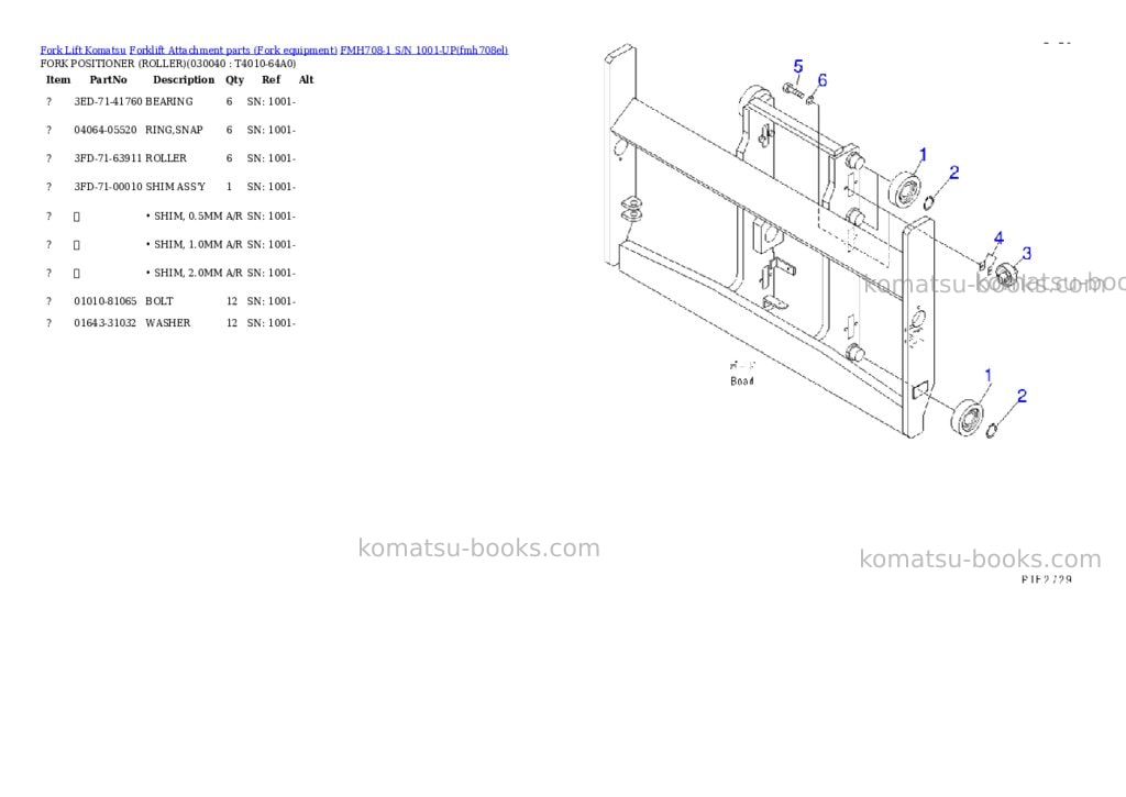 Komatsu fmh708-1 s/n 1001-up Parts catalog cover Page 4
