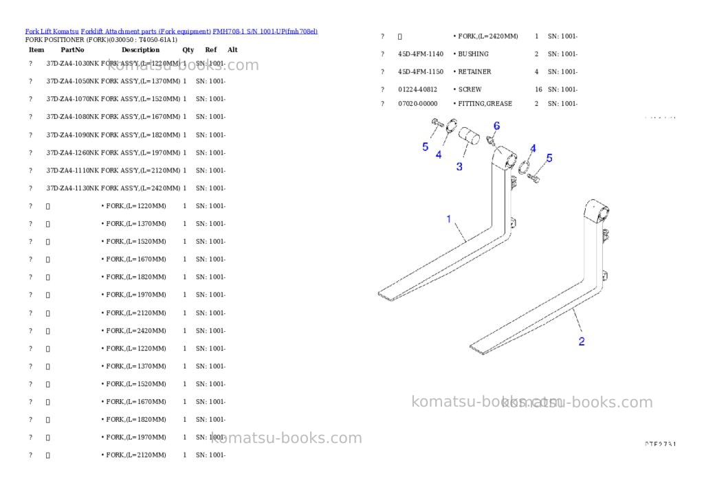 Komatsu fmh708-1 s/n 1001-up Parts catalog cover Page 5