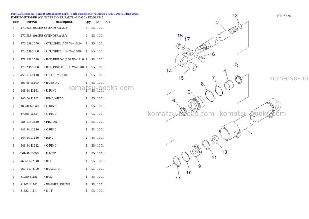 Komatsu fmh808-1 s/n 1001-up Parts catalog cover