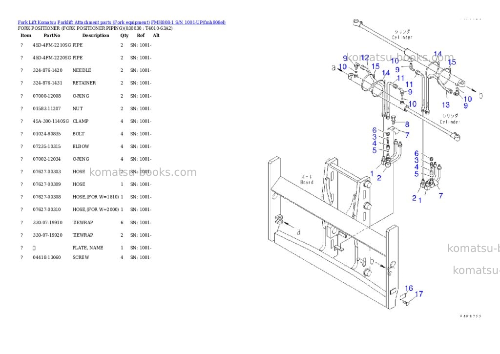 Komatsu fmh808-1 s/n 1001-up Parts catalog cover Page 2