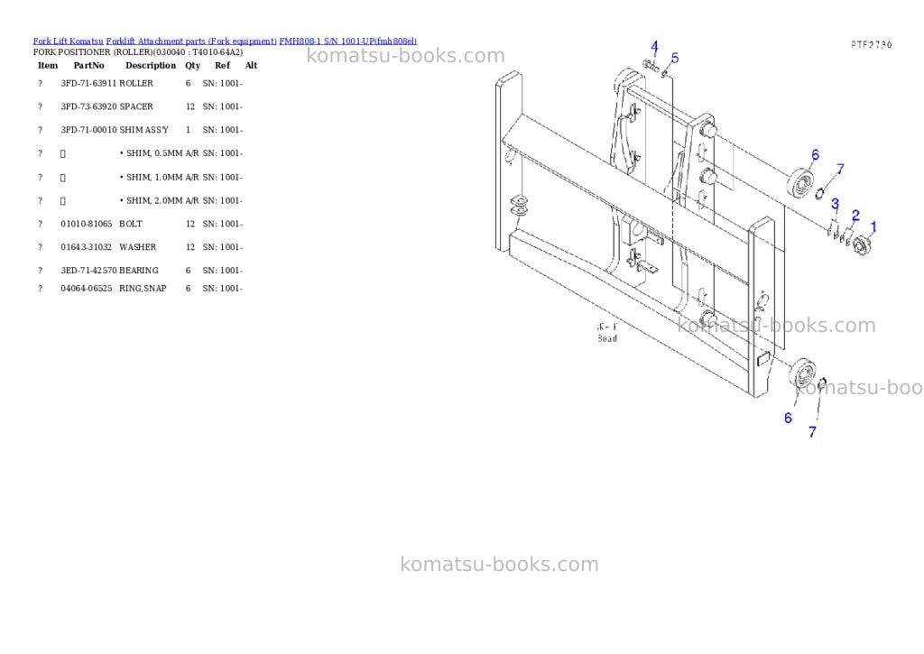 Komatsu fmh808-1 s/n 1001-up Parts catalog cover Page 3
