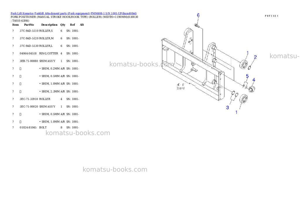 Komatsu fmm408-1 s/n 1001-up Parts catalog cover Page 3 Komatsu fmm408-1 s/n 1001-up Parts catalog cover Page 3