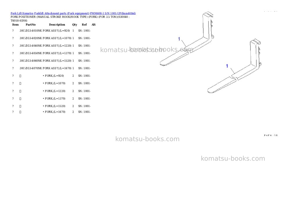 Komatsu fmm408-1 s/n 1001-up Parts catalog cover Page 4 Komatsu fmm408-1 s/n 1001-up Parts catalog cover Page 4