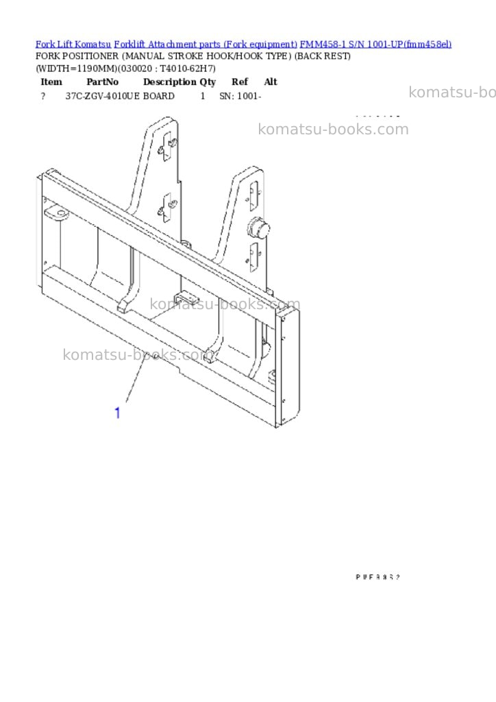 Komatsu fmm458-1 s/n 1001-up Parts catalog cover Page 2 Komatsu fmm458-1 s/n 1001-up Parts catalog cover Page 2
