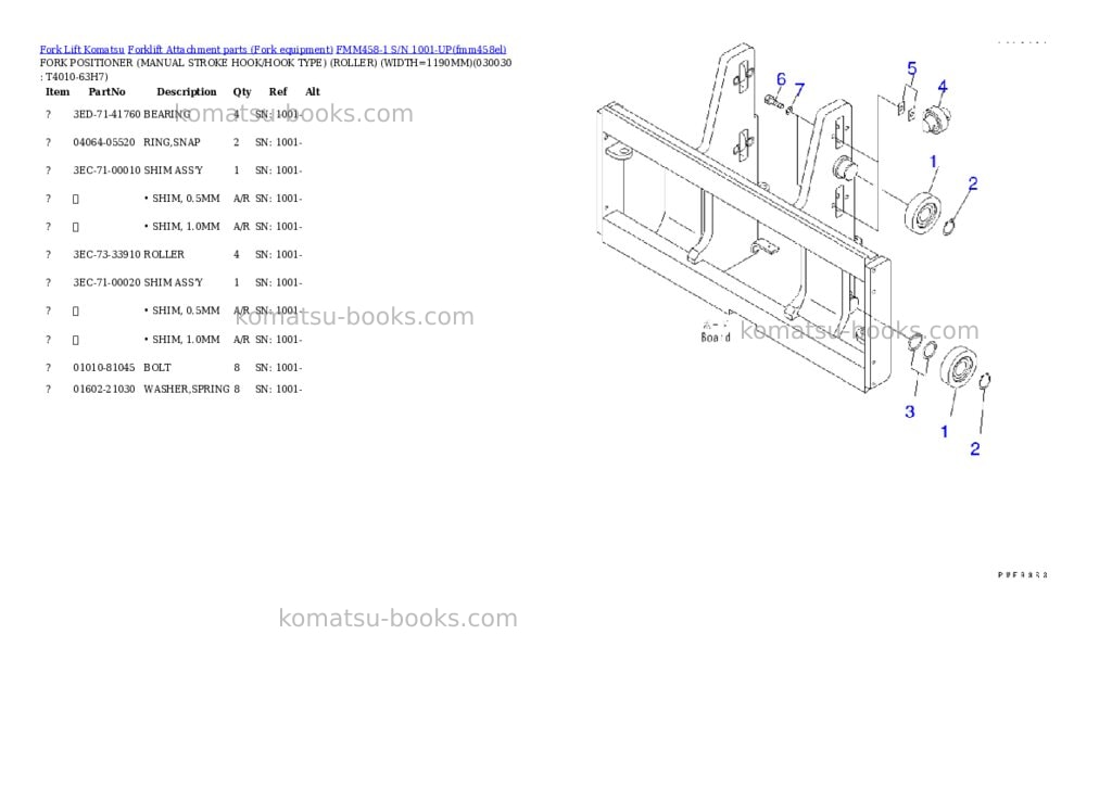 Komatsu fmm458-1 s/n 1001-up Parts catalog cover Page 3 Komatsu fmm458-1 s/n 1001-up Parts catalog cover Page 3