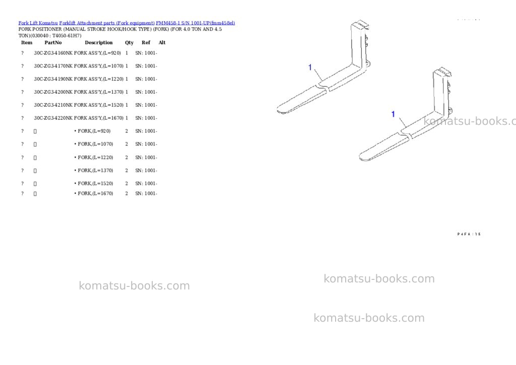 Komatsu fmm458-1 s/n 1001-up Parts catalog cover Page 4 Komatsu fmm458-1 s/n 1001-up Parts catalog cover Page 4
