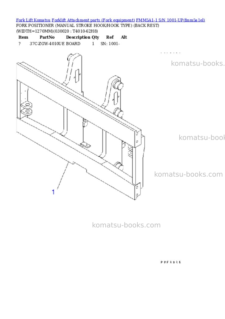 Komatsu fmm5a1-1 s/n 1001-up Parts catalog cover Page 2