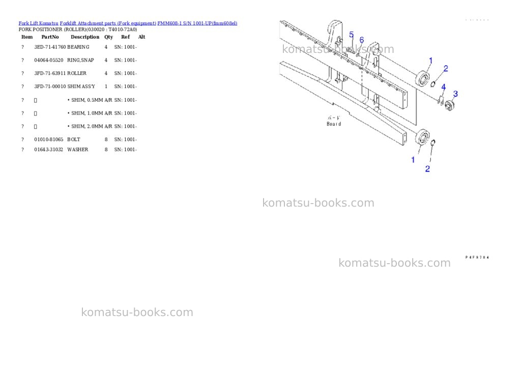 Komatsu fmm608-1 s/n 1001-up Parts catalog cover Komatsu fmm608-1 s/n 1001-up Parts catalog cover