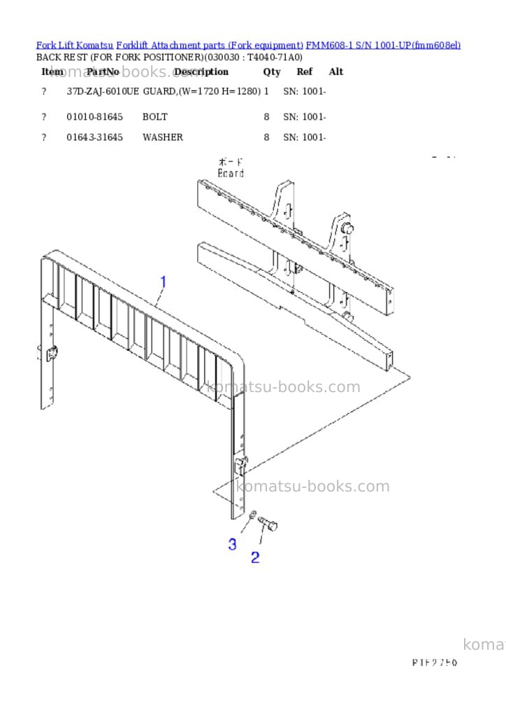 Komatsu fmm608-1 s/n 1001-up Parts catalog cover Page 2 Komatsu fmm608-1 s/n 1001-up Parts catalog cover Page 2