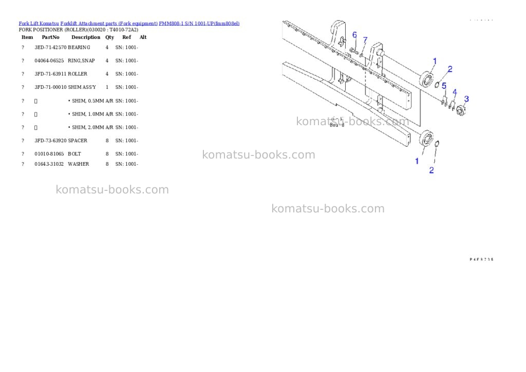 Komatsu fmm808-1 s/n 1001-up Parts catalog cover Komatsu fmm808-1 s/n 1001-up Parts catalog cover