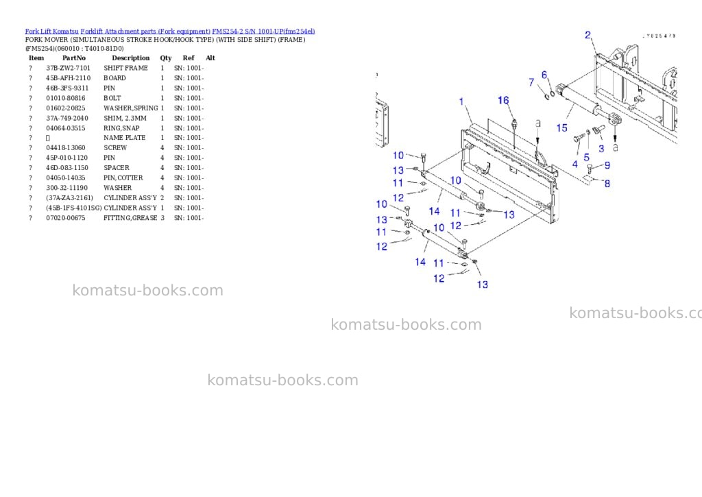 Komatsu FMS254-2 S/N 1001-UP Parts catalog cover Page 8 Komatsu FMS254-2 S/N 1001-UP Parts catalog cover Page 8