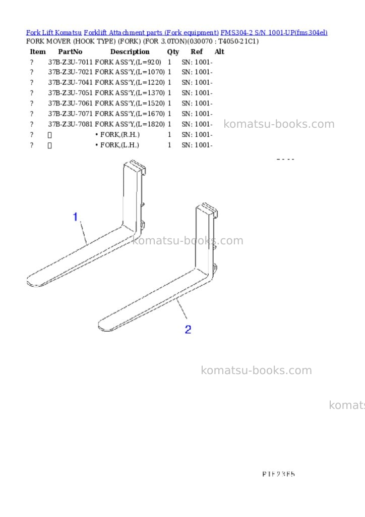 Komatsu FMS304-2 S/N 1001-UP Parts catalog cover Page 6