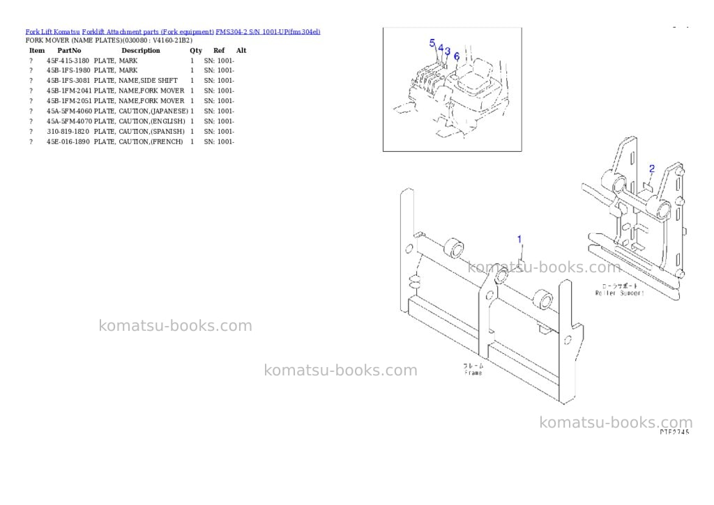 Komatsu FMS304-2 S/N 1001-UP Parts catalog cover Page 7