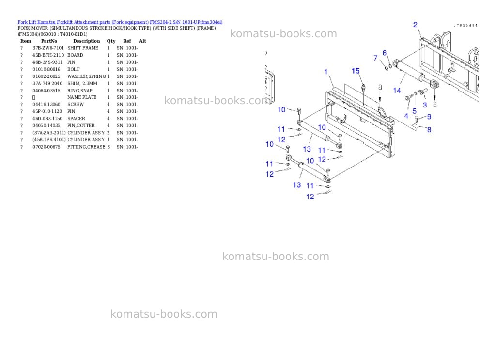 Komatsu FMS304-2 S/N 1001-UP Parts catalog cover Page 8