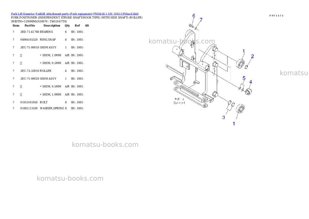 Komatsu fms458-1 s/n 1001-up Parts catalog cover Page 2