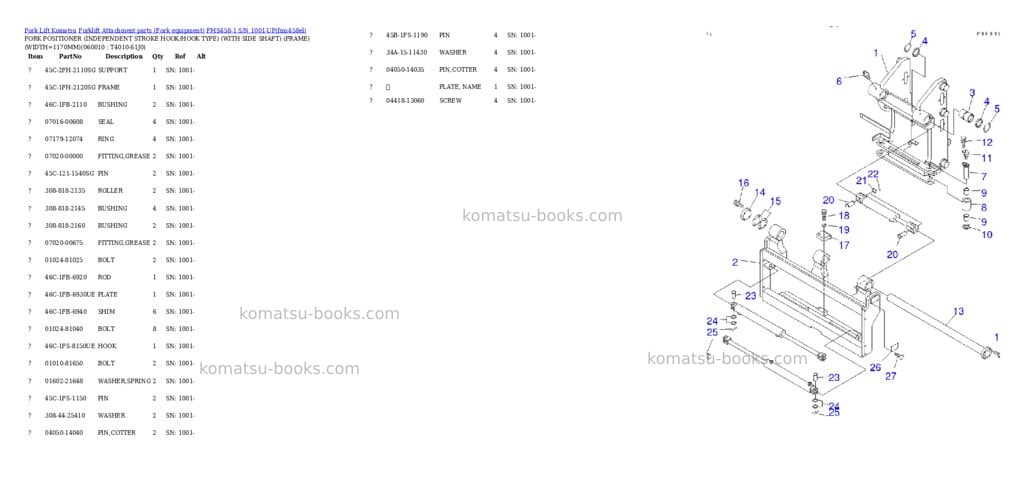 Komatsu fms458-1 s/n 1001-up Parts catalog cover Page 5
