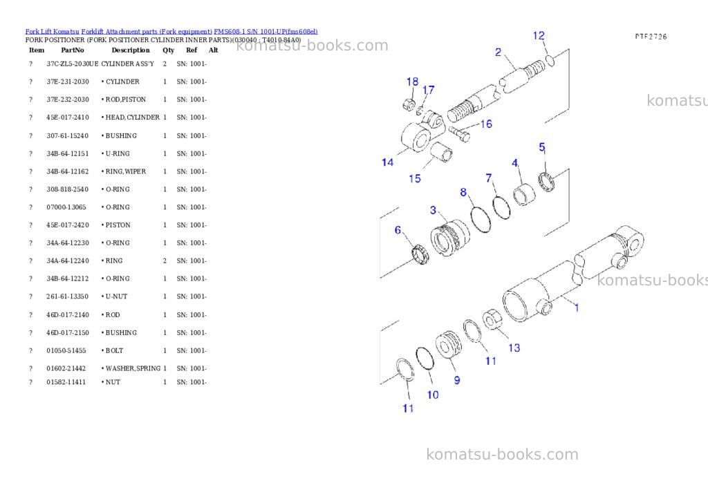Komatsu fms608-1 s/n 1001-up Parts catalog cover Page 2