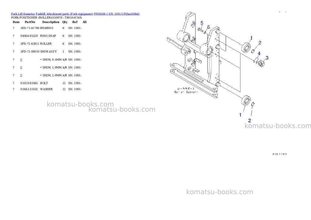 Komatsu fms608-1 s/n 1001-up Parts catalog cover Page 5