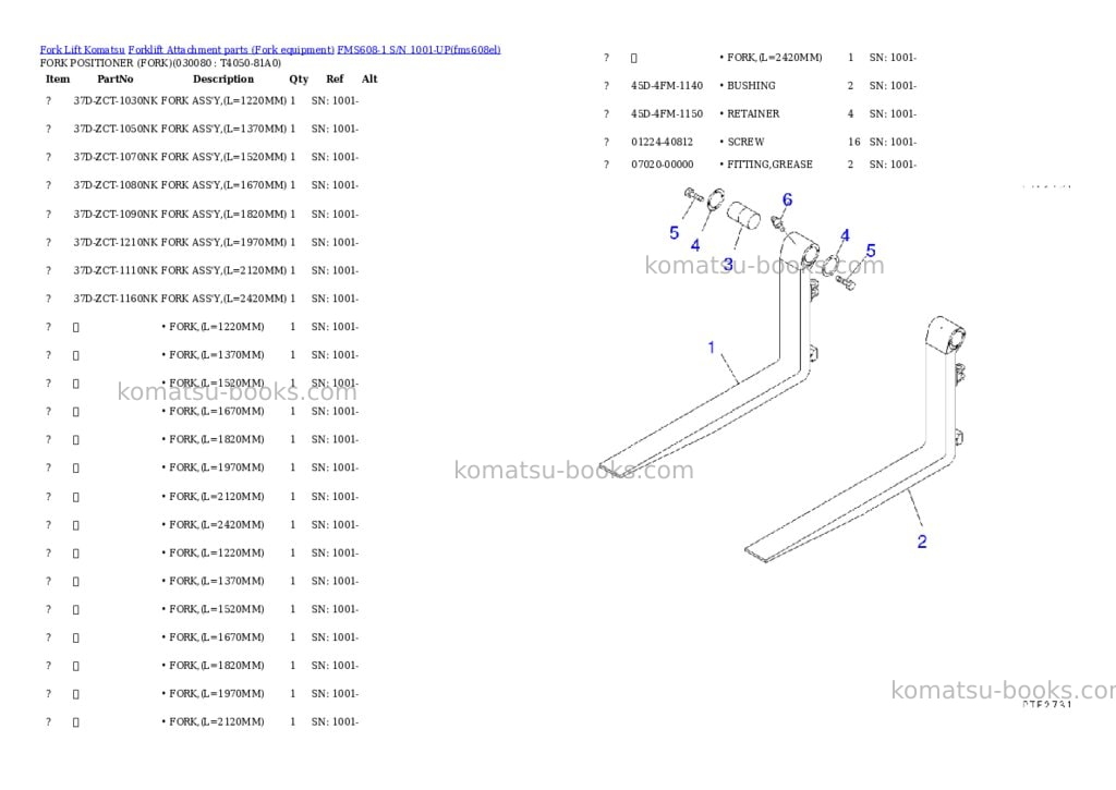 Komatsu fms608-1 s/n 1001-up Parts catalog cover Page 6