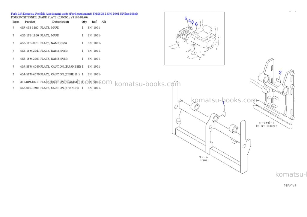 Komatsu fms608-1 s/n 1001-up Parts catalog cover Page 7