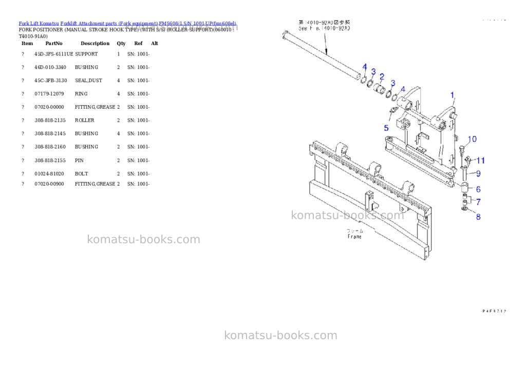 Komatsu fms608-1 s/n 1001-up Parts catalog cover Page 8