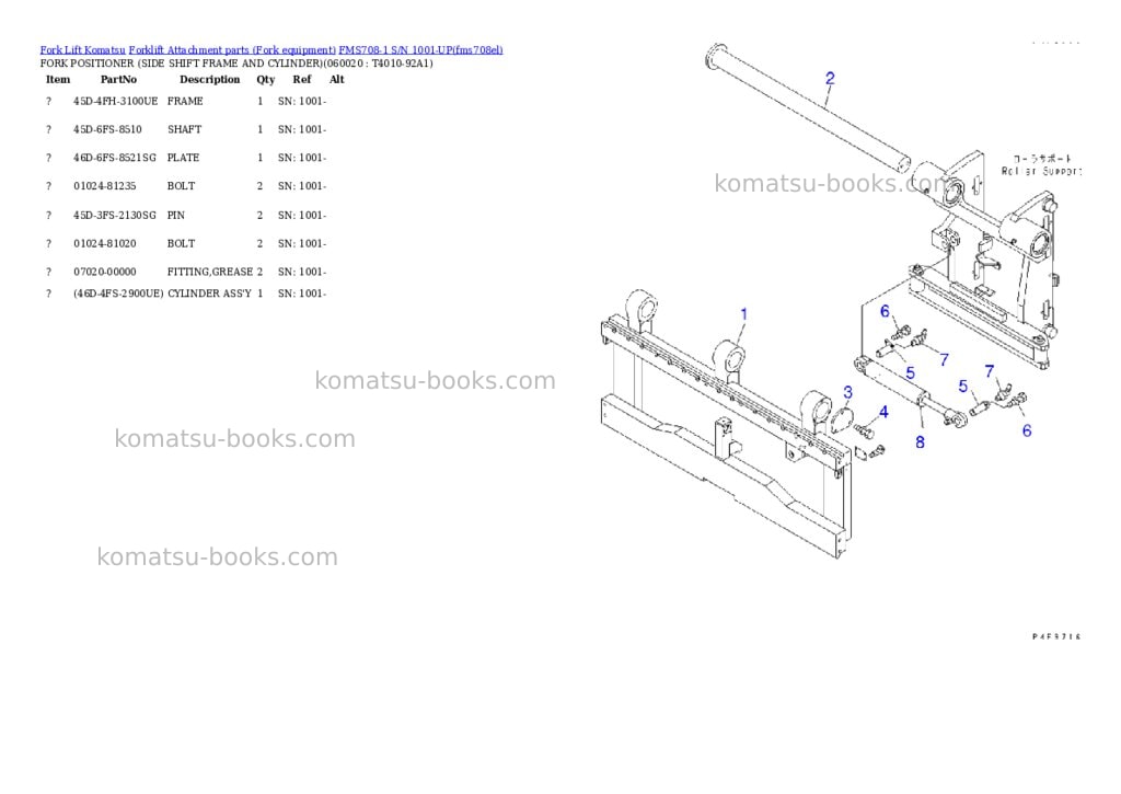 Komatsu fms708-1 s/n 1001-up Parts catalog cover Page 10