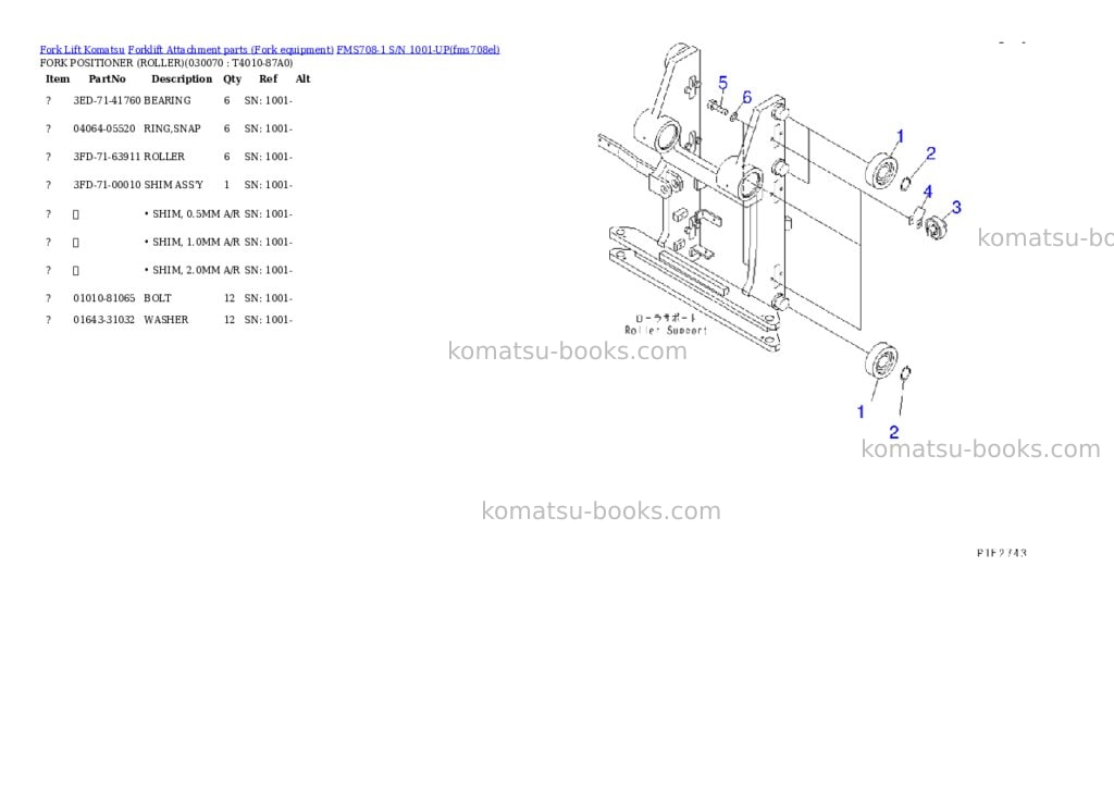 Komatsu fms708-1 s/n 1001-up Parts catalog cover Page 6