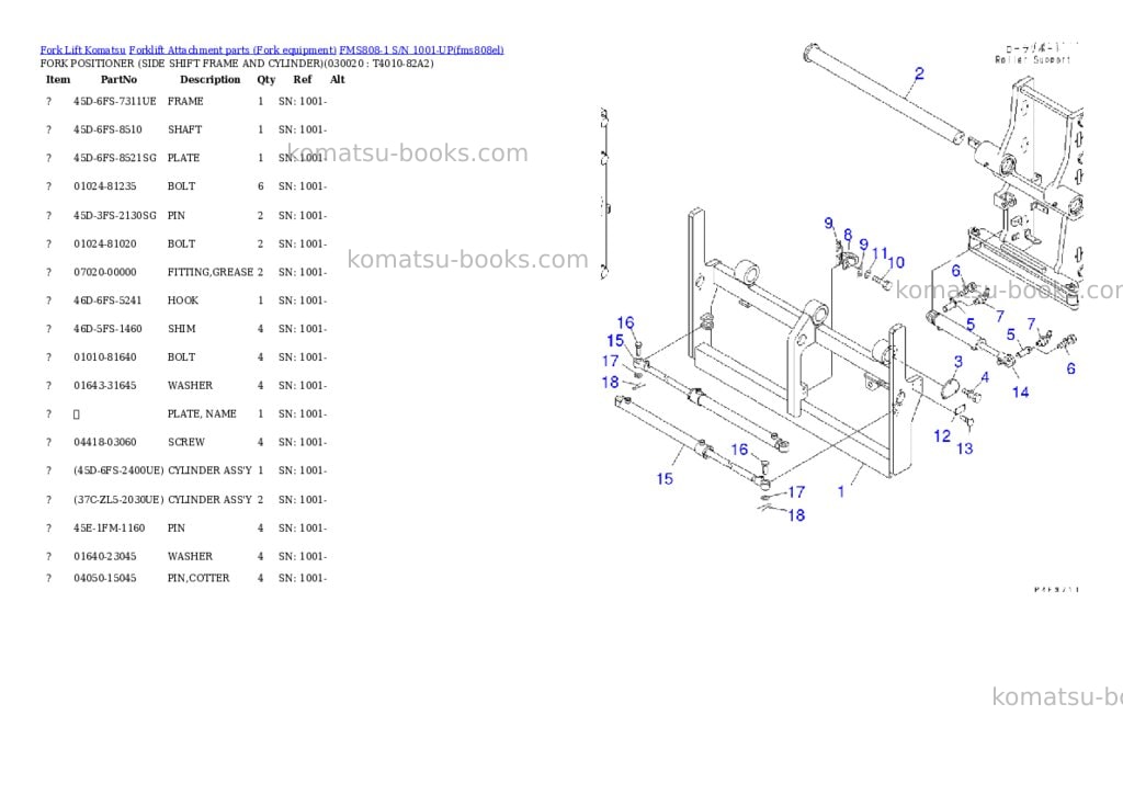 Komatsu fms808-1 s/n 1001-up Parts catalog cover