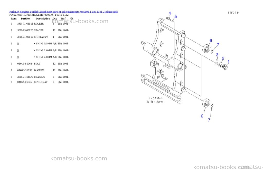 Komatsu fms808-1 s/n 1001-up Parts catalog cover Page 6