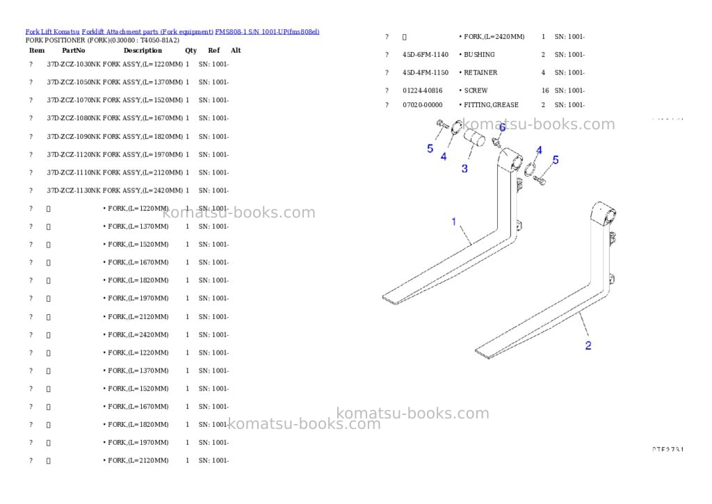Komatsu fms808-1 s/n 1001-up Parts catalog cover Page 7