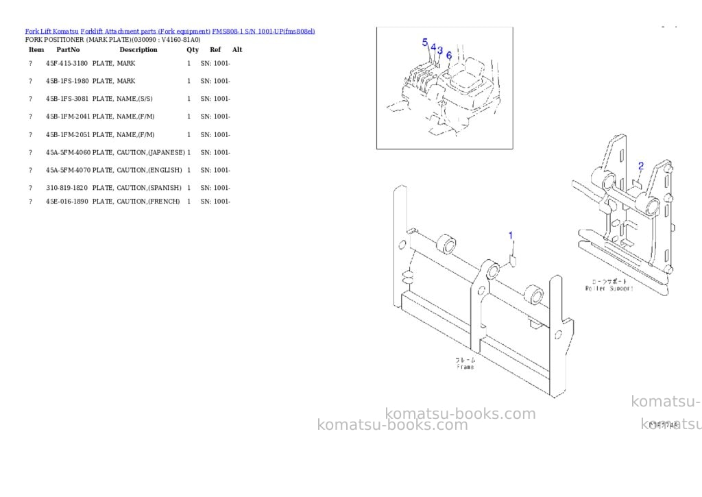 Komatsu fms808-1 s/n 1001-up Parts catalog cover Page 8